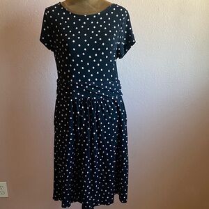 BODEN Black Dress with White Polka Dots